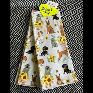 Dachshund Pug Frenchie Multi Dog Sunflower Towel Set | 2pcs
